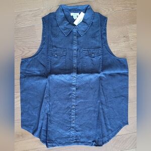 Sundance Linen Black  'Manitou' Sleeveless Blouse.